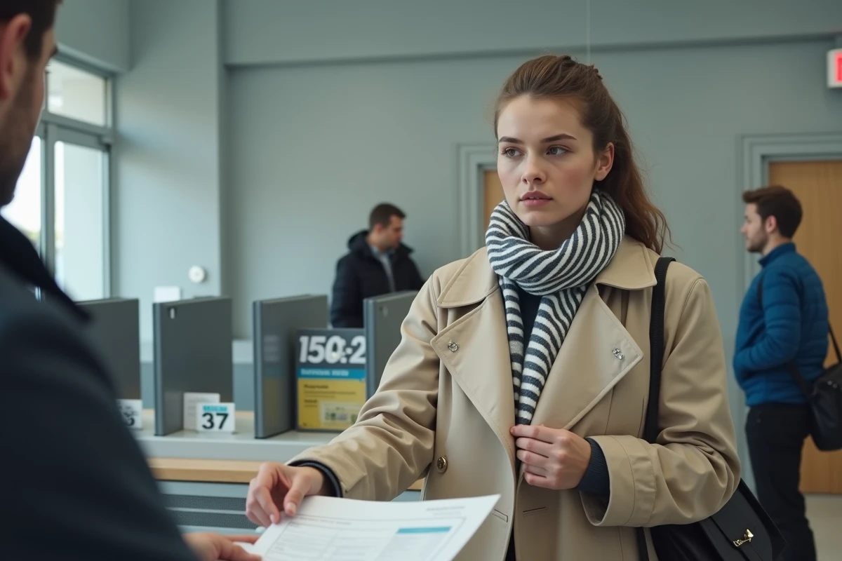 Jeune femme déposant sa demande de renouvellement de carte d'identité au guichet d'une préfecture française