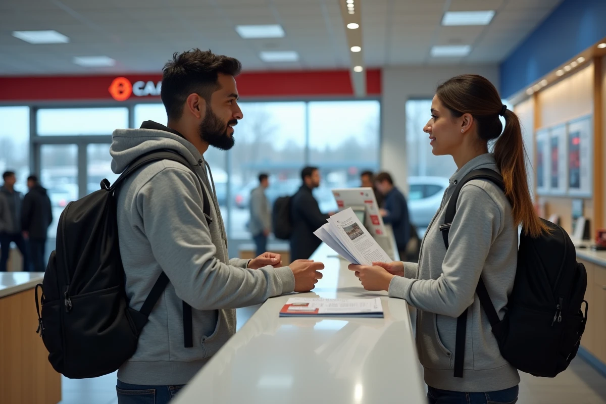 Voyageur remettant ses documents pour obtenir un permis de conduire international dans un bureau CAA au Canada